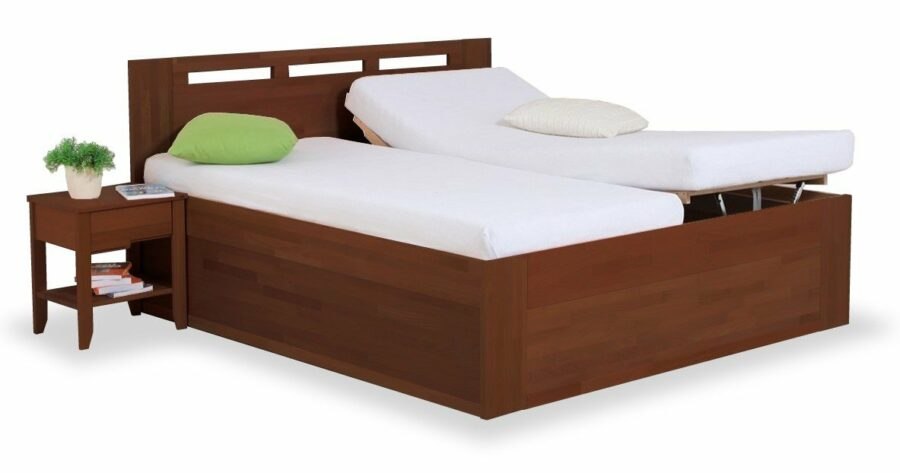 Zvýšená postel dvoulůžko s úložným prostorem VALENCIA senior