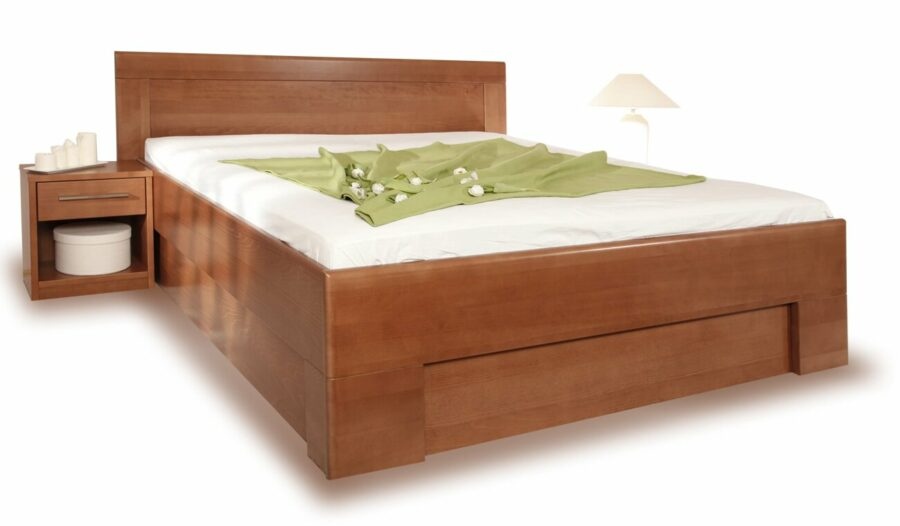 Vysoká dřevěná postel s úložným prostorem VAREZZA 7
