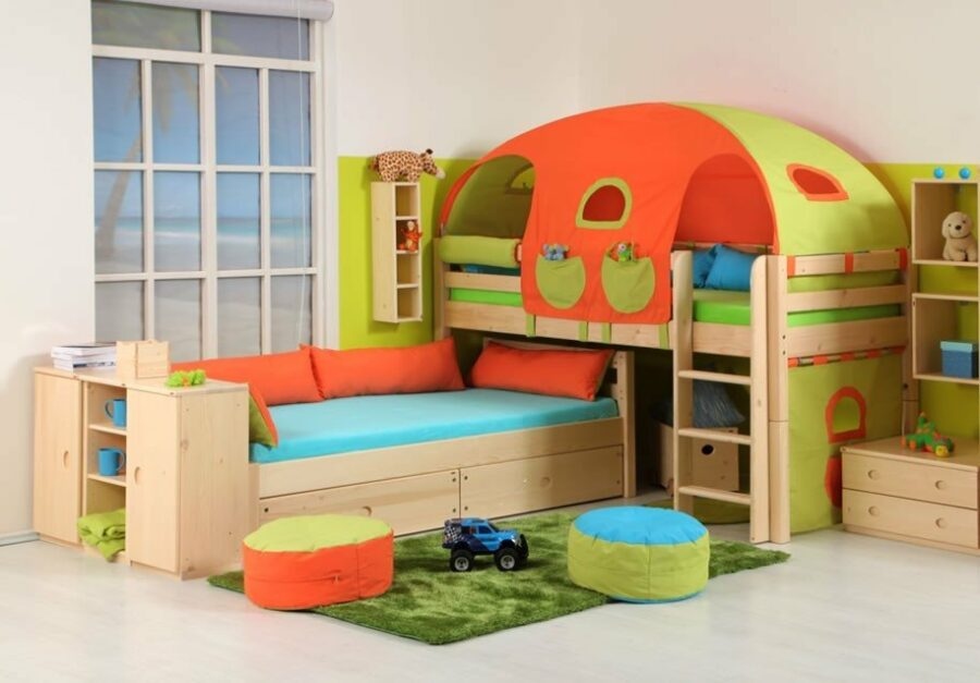Zvýšená postel pro 2 děti - elko DOMINO D937