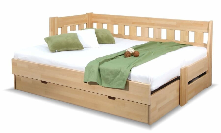 Dřevěná rozkládací postel ARLETA TWIN - LEVÁ