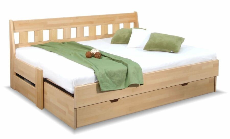 Dřevěná rozkládací postel ARLETA TWIN - lavice
