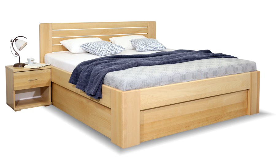 Vysoká dřevěná postel s úložným prostorem APOLLO