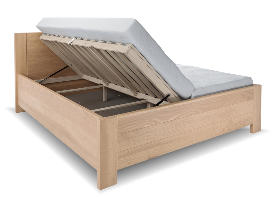 Vysoká dřevěná buková postel s úložným prostorem IVANA