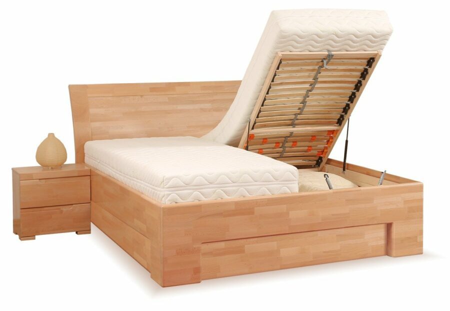 Manželská postel s úložným prostorem z masivu SOFIA F118/F139