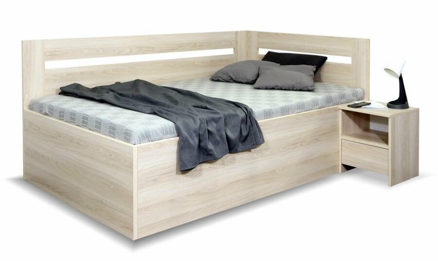 Rohová postel Richardo 140x200 s úložným prostorem a roštem